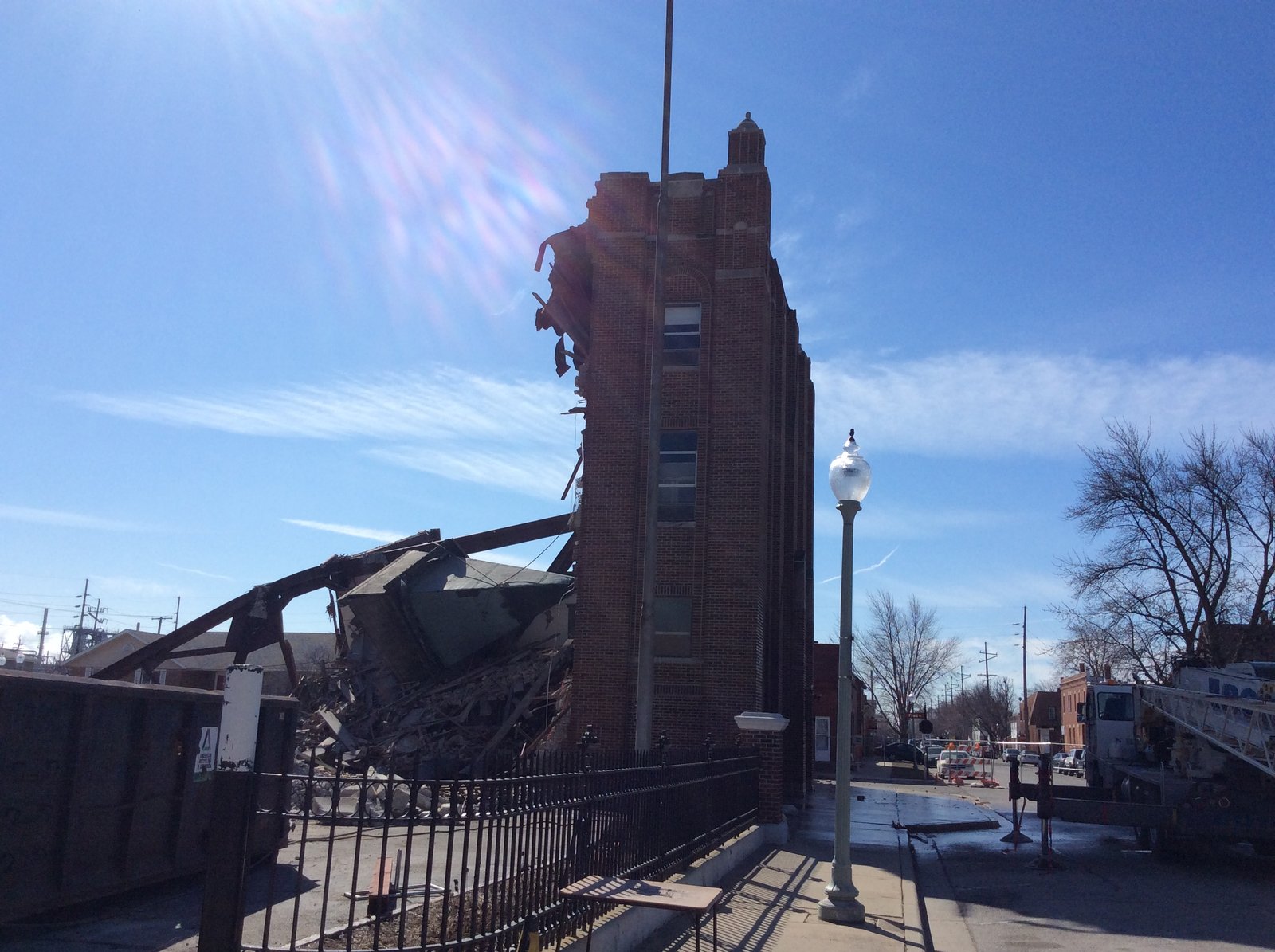 Church towers during demolition