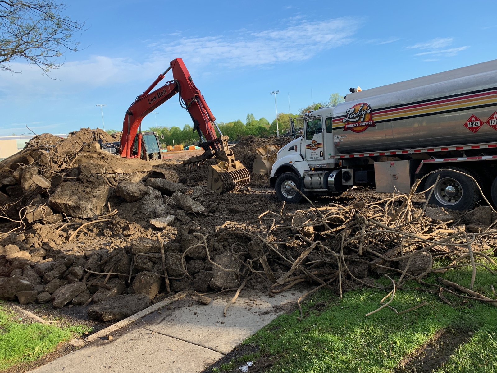Excavator working during the Robert Crown project