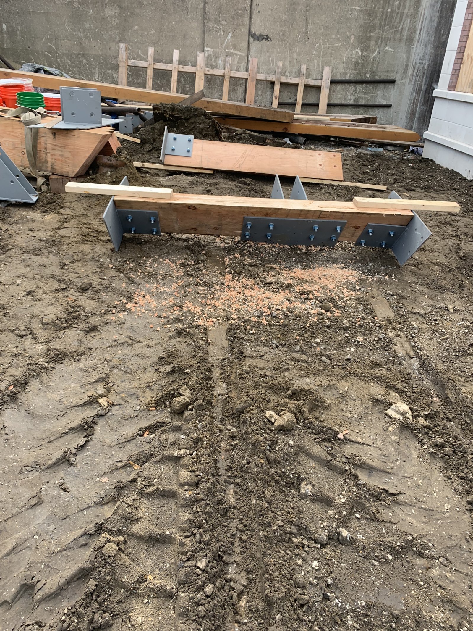 Timber beam with steel connections